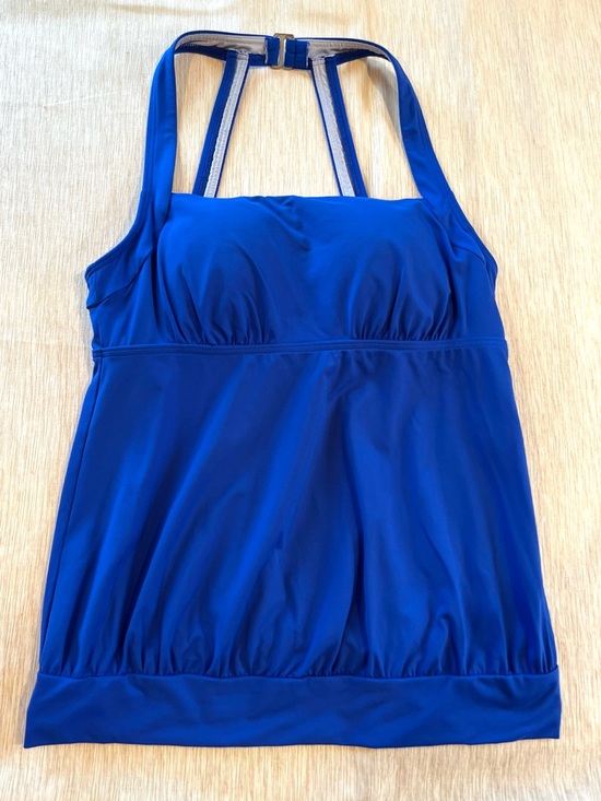 Lands' End Women’s Blouson Halter Swim Tankini Bathing Suit Top Royal Blue 8 - Picture 8 of 9